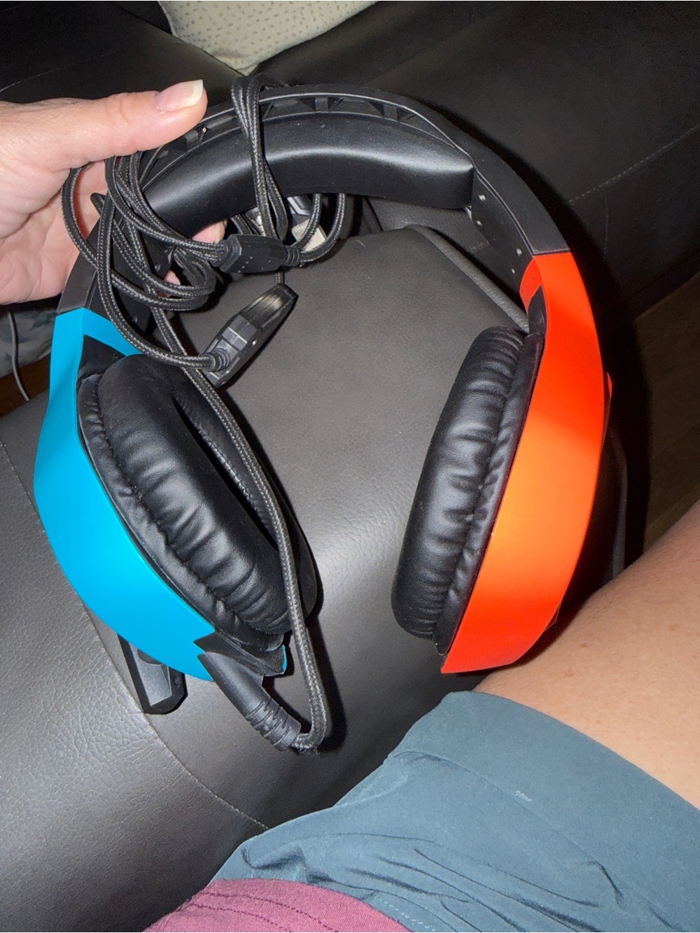 Over-Ear Gaming Headphones in Black with Blue and Orange Accents